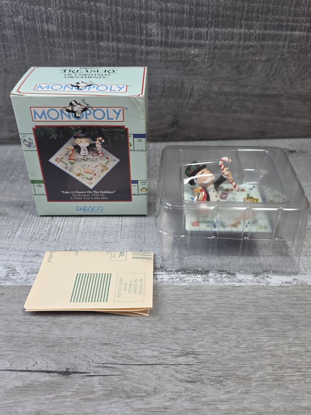 Enesco "Take A Chance On The Holiday" Monopoly Christmas Ornament 1992 g44